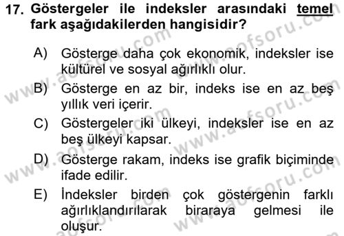 Uluslararası Ekonomi Politik Dersi 2017 - 2018 Yılı (Vize) Ara Sınavı 17. Soru