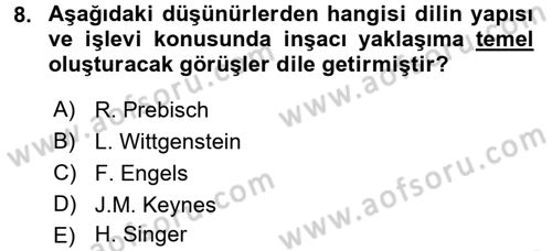 Uluslararası Ekonomi Politik Dersi 2017 - 2018 Yılı (Vize) Ara Sınavı 8. Soru