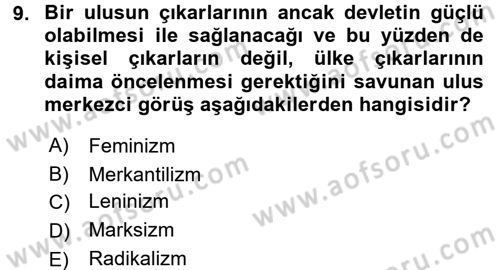 Uluslararası Ekonomi Politik Dersi 2017 - 2018 Yılı (Vize) Ara Sınavı 9. Soru