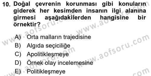 Uluslararası Ekonomi Politik Dersi 2018 - 2019 Yılı (Vize) Ara Sınavı 10. Soru