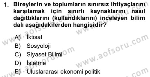 Uluslararası Ekonomi Politik Dersi 2018 - 2019 Yılı Yaz Okulu Sınavı 1. Soru