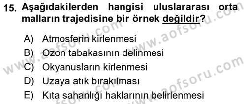 Uluslararası Ekonomi Politik Dersi 2021 - 2022 Yılı (Vize) Ara Sınavı 15. Soru