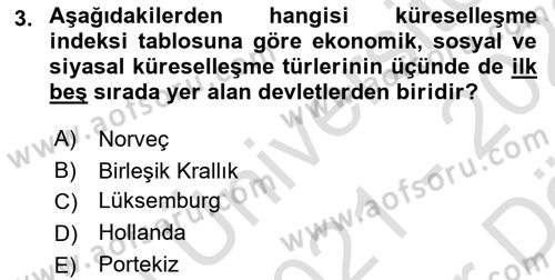 Uluslararası Ekonomi Politik Dersi 2021 - 2022 Yılı (Vize) Ara Sınavı 3. Soru