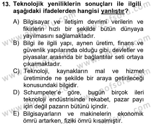 Uluslararası Politik Ekonomi Dersi 2012 - 2013 Yılı (Vize) Ara Sınav Soruları 13. Soru