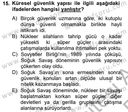 Uluslararası Politik Ekonomi Dersi 2012 - 2013 Yılı (Vize) Ara Sınav Soruları 15. Soru