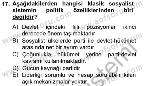 Uluslararası Politik Ekonomi Dersi 2012 - 2013 Yılı (Final) Dönem Sonu Sınav Soruları 17. Soru