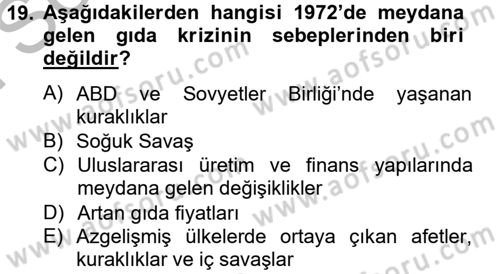 Uluslararası Politik Ekonomi Dersi 2012 - 2013 Yılı (Final) Dönem Sonu Sınav Soruları 19. Soru