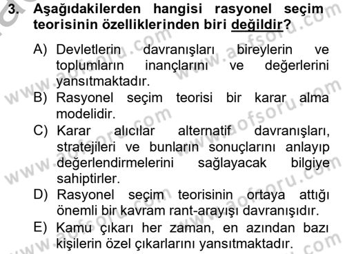 Uluslararası Politik Ekonomi Dersi 2012 - 2013 Yılı (Final) Dönem Sonu Sınav Soruları 3. Soru