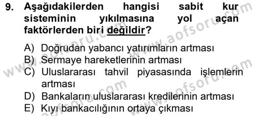 Uluslararası Politik Ekonomi Dersi 2012 - 2013 Yılı (Final) Dönem Sonu Sınav Soruları 9. Soru