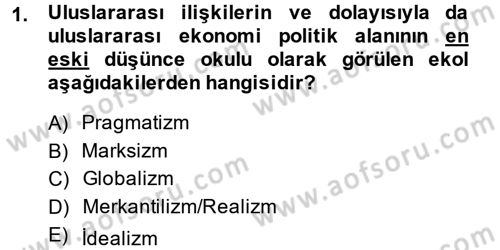 Uluslararası Politik Ekonomi Dersi 2013 - 2014 Yılı (Vize) Ara Sınav Soruları 1. Soru