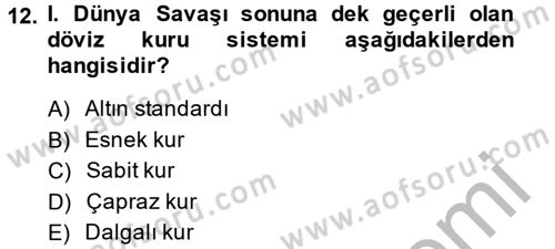 Uluslararası Politik Ekonomi Dersi 2013 - 2014 Yılı (Vize) Ara Sınav Soruları 12. Soru