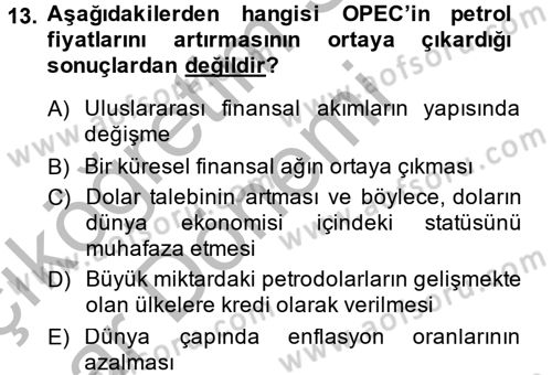 Uluslararası Politik Ekonomi Dersi 2013 - 2014 Yılı (Vize) Ara Sınav Soruları 13. Soru