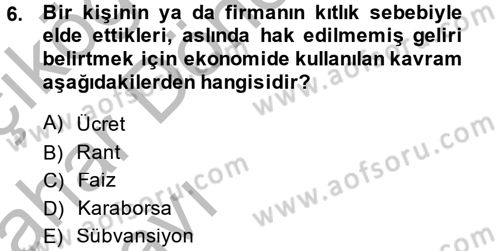 Uluslararası Politik Ekonomi Dersi 2013 - 2014 Yılı (Vize) Ara Sınav Soruları 6. Soru