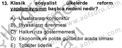 Uluslararası Politik Ekonomi Dersi 2013 - 2014 Yılı (Final) Dönem Sonu Sınav Soruları 13. Soru