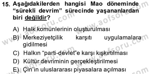 Uluslararası Politik Ekonomi Dersi 2013 - 2014 Yılı (Final) Dönem Sonu Sınav Soruları 15. Soru