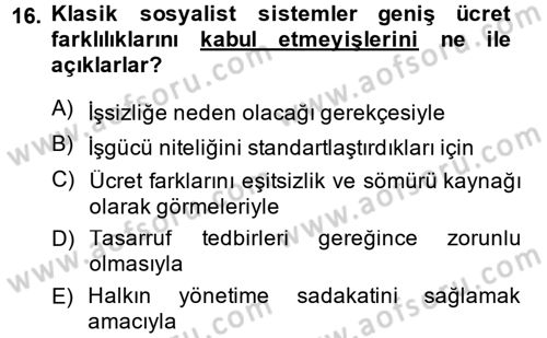 Uluslararası Politik Ekonomi Dersi 2013 - 2014 Yılı (Final) Dönem Sonu Sınav Soruları 16. Soru