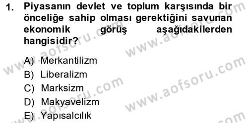 Uluslararası Politik Ekonomi Dersi 2013 - 2014 Yılı Tek Ders Sınav Soruları 1. Soru