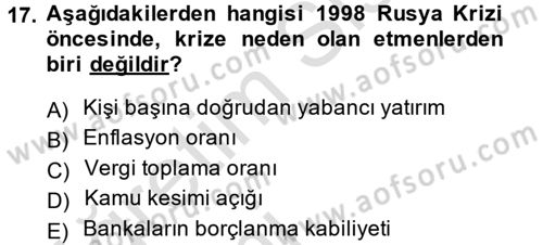 Uluslararası Politik Ekonomi Dersi 2013 - 2014 Yılı Tek Ders Sınav Soruları 17. Soru