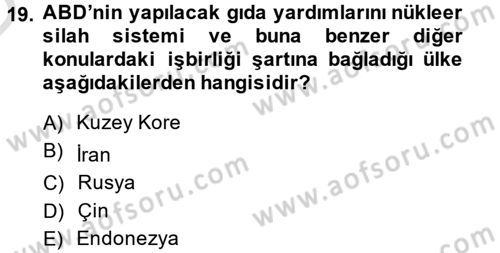 Uluslararası Politik Ekonomi Dersi 2013 - 2014 Yılı Tek Ders Sınav Soruları 19. Soru