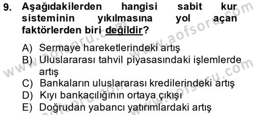 Uluslararası Politik Ekonomi Dersi 2013 - 2014 Yılı Tek Ders Sınav Soruları 9. Soru
