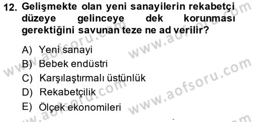 Uluslararası Politik Ekonomi Dersi 2014 - 2015 Yılı (Vize) Ara Sınav Soruları 12. Soru