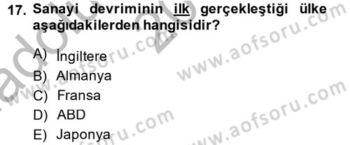 Uluslararası Politik Ekonomi Dersi 2014 - 2015 Yılı (Vize) Ara Sınav Soruları 17. Soru