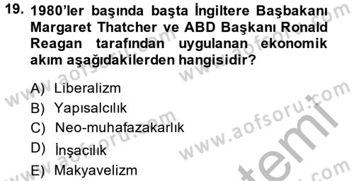 Uluslararası Politik Ekonomi Dersi 2014 - 2015 Yılı (Vize) Ara Sınav Soruları 19. Soru