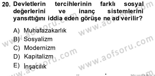 Uluslararası Politik Ekonomi Dersi 2014 - 2015 Yılı (Vize) Ara Sınav Soruları 20. Soru
