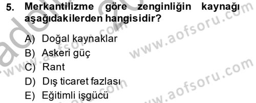 Uluslararası Politik Ekonomi Dersi 2014 - 2015 Yılı (Vize) Ara Sınav Soruları 5. Soru