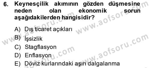 Uluslararası Politik Ekonomi Dersi 2014 - 2015 Yılı (Vize) Ara Sınav Soruları 6. Soru