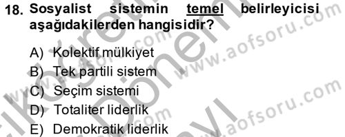 Uluslararası Politik Ekonomi Dersi 2014 - 2015 Yılı (Final) Dönem Sonu Sınav Soruları 18. Soru