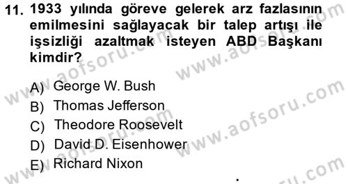 Uluslararası Politik Ekonomi Dersi 2014 - 2015 Yılı Tek Ders Sınav Soruları 11. Soru