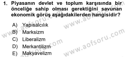Uluslararası Politik Ekonomi Dersi 2015 - 2016 Yılı (Vize) Ara Sınav Soruları 1. Soru
