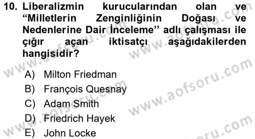Uluslararası Politik Ekonomi Dersi 2015 - 2016 Yılı (Vize) Ara Sınav Soruları 10. Soru