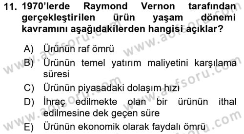 Uluslararası Politik Ekonomi Dersi 2015 - 2016 Yılı (Vize) Ara Sınav Soruları 11. Soru