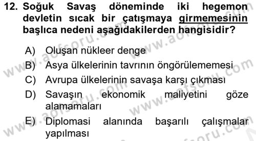 Uluslararası Politik Ekonomi Dersi 2015 - 2016 Yılı (Vize) Ara Sınav Soruları 12. Soru
