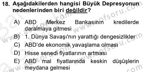 Uluslararası Politik Ekonomi Dersi 2015 - 2016 Yılı (Vize) Ara Sınav Soruları 18. Soru