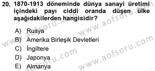 Uluslararası Politik Ekonomi Dersi 2015 - 2016 Yılı (Vize) Ara Sınav Soruları 20. Soru