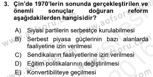 Uluslararası Politik Ekonomi Dersi 2015 - 2016 Yılı (Vize) Ara Sınav Soruları 3. Soru