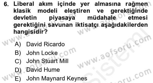 Uluslararası Politik Ekonomi Dersi 2015 - 2016 Yılı (Vize) Ara Sınav Soruları 6. Soru