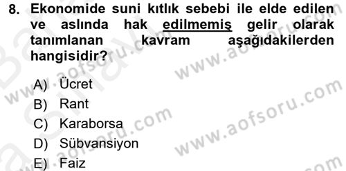 Uluslararası Politik Ekonomi Dersi 2015 - 2016 Yılı (Vize) Ara Sınav Soruları 8. Soru