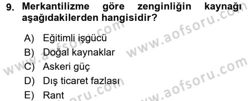 Uluslararası Politik Ekonomi Dersi 2015 - 2016 Yılı (Vize) Ara Sınav Soruları 9. Soru