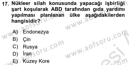 Uluslararası Politik Ekonomi Dersi 2015 - 2016 Yılı (Final) Dönem Sonu Sınav Soruları 17. Soru