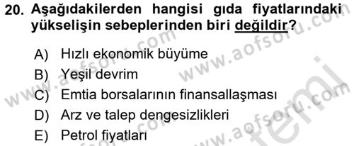 Uluslararası Politik Ekonomi Dersi 2015 - 2016 Yılı (Final) Dönem Sonu Sınav Soruları 20. Soru