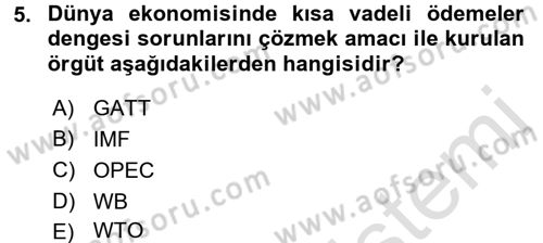 Uluslararası Politik Ekonomi Dersi 2015 - 2016 Yılı (Final) Dönem Sonu Sınav Soruları 5. Soru