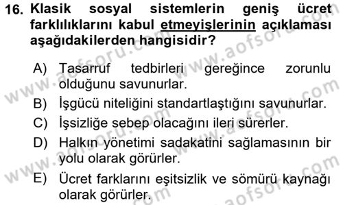Uluslararası Politik Ekonomi Dersi 2015 - 2016 Yılı Tek Ders Sınav Soruları 16. Soru