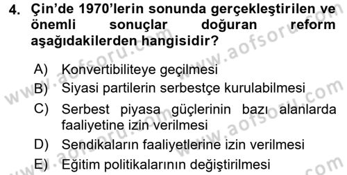 Uluslararası Politik Ekonomi Dersi 2015 - 2016 Yılı Tek Ders Sınav Soruları 4. Soru