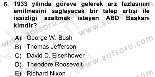 Uluslararası Politik Ekonomi Dersi 2015 - 2016 Yılı Tek Ders Sınav Soruları 6. Soru