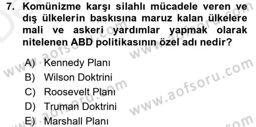 Uluslararası Politik Ekonomi Dersi 2015 - 2016 Yılı Tek Ders Sınav Soruları 7. Soru