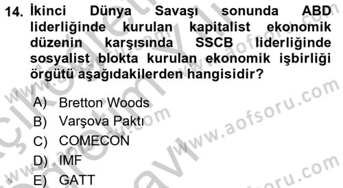 Uluslararası Politik Ekonomi Dersi 2016 - 2017 Yılı 3 Ders Sınav Soruları 14. Soru